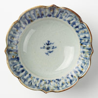 砥部焼 陶房遊 輪花リム鉢(中) 錆青 砥部焼 陶房遊 砥部焼