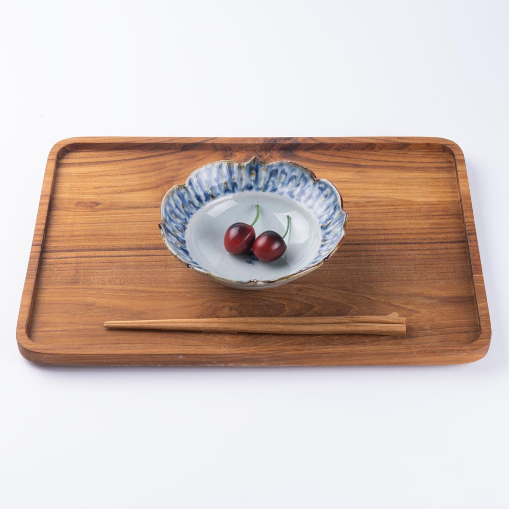 砥部焼 陶房遊 輪花リム鉢(中) 錆青 砥部焼 陶房遊 砥部焼