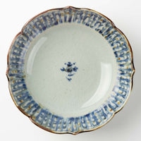 砥部焼 陶房遊 輪花リム鉢(大) 錆青 砥部焼 陶房遊 砥部焼