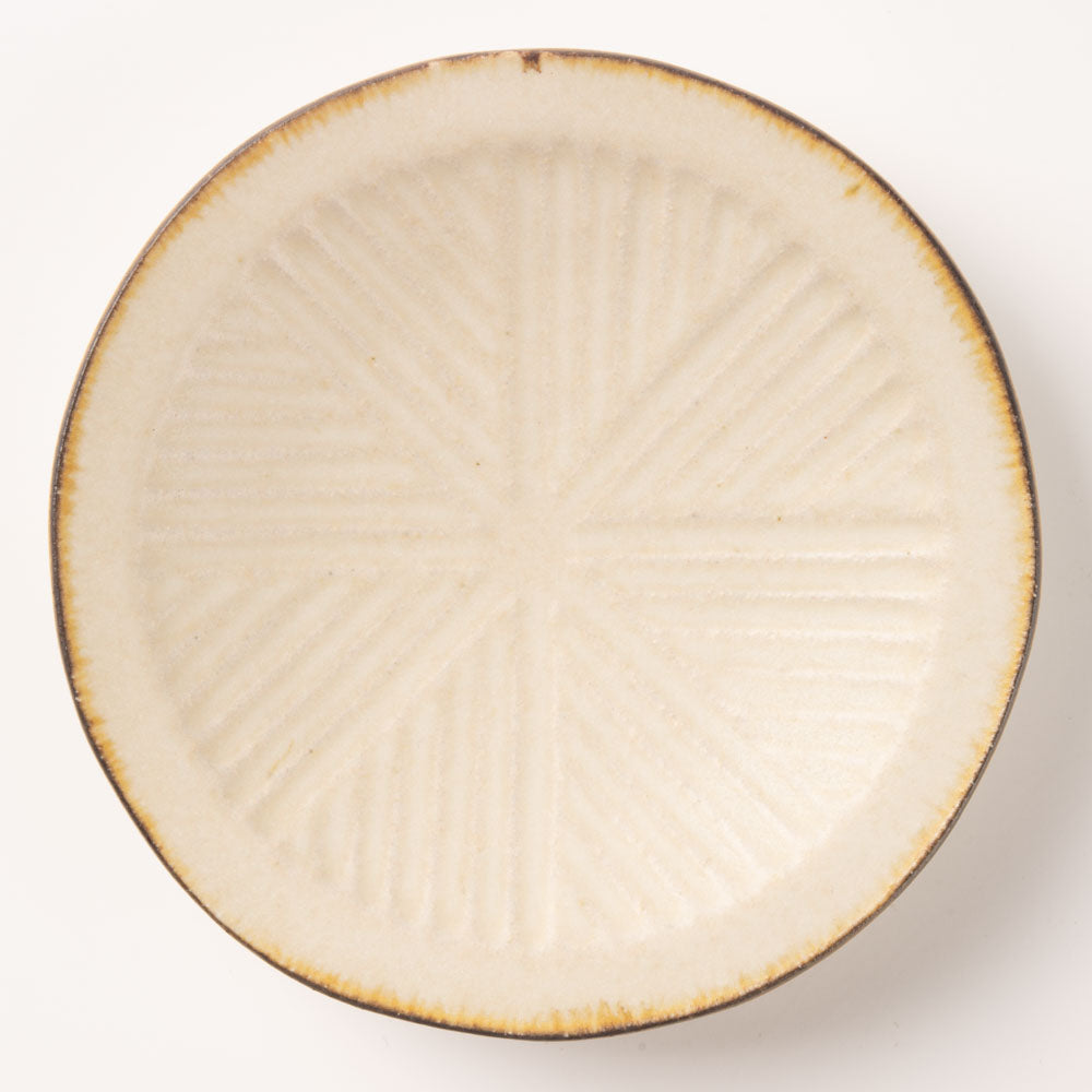 作家 沖本東 石臼小皿 アイボリー 作家 沖本東 陶磁器作家もの