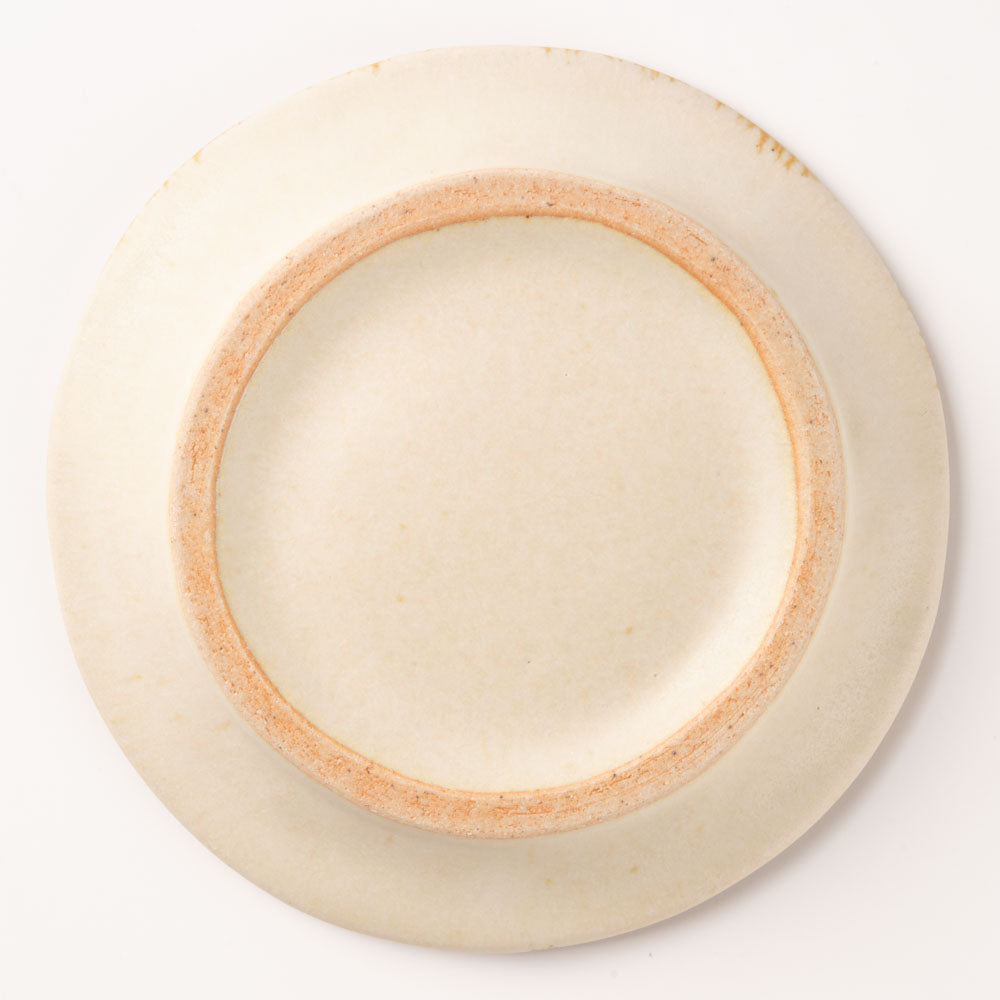 作家 沖本東 石臼小皿 アイボリー 作家 沖本東 陶磁器作家もの