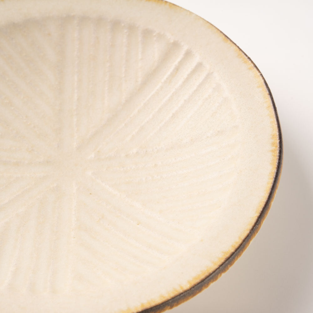 作家 沖本東 石臼小皿 アイボリー 作家 沖本東 陶磁器作家もの