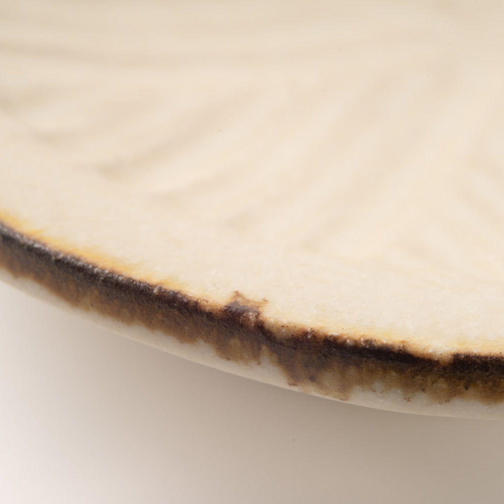 作家 沖本東 石臼小皿 アイボリー 作家 沖本東 陶磁器作家もの