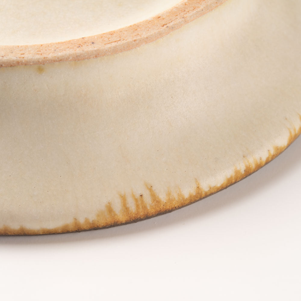 作家 沖本東 石臼小皿 アイボリー 作家 沖本東 陶磁器作家もの