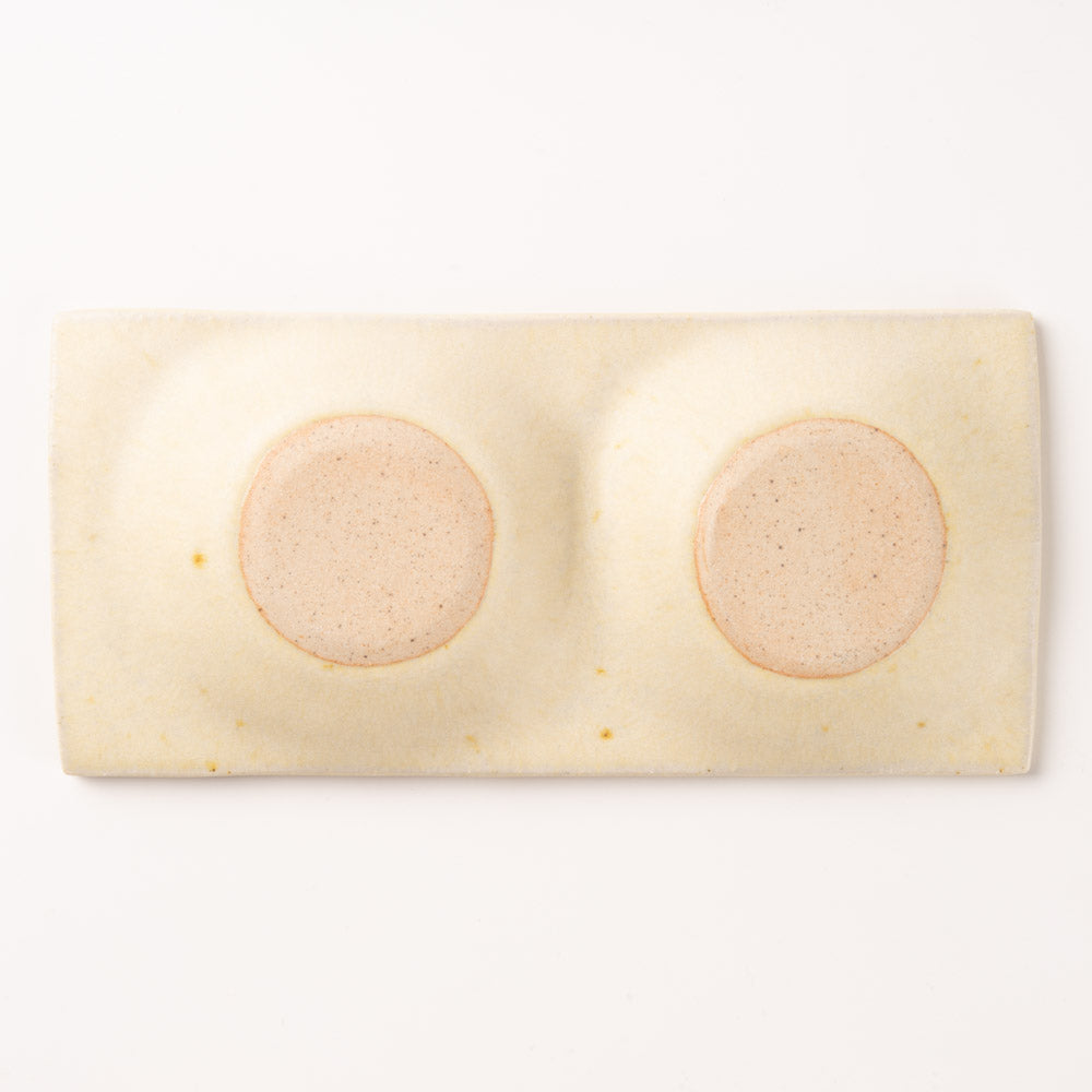 作家 沖本東 二菜豆皿 アイボリー 作家 沖本東 陶磁器作家もの