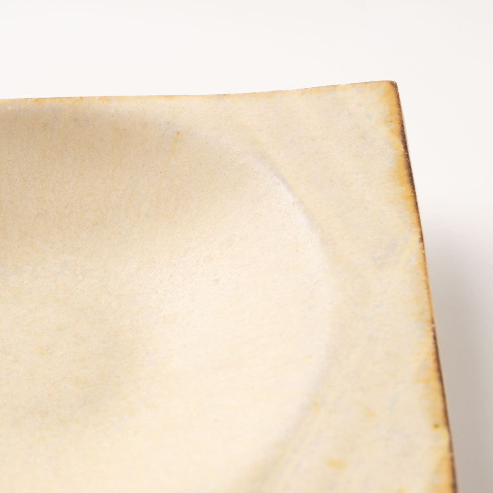 作家 沖本東 二菜豆皿 アイボリー 作家 沖本東 陶磁器作家もの