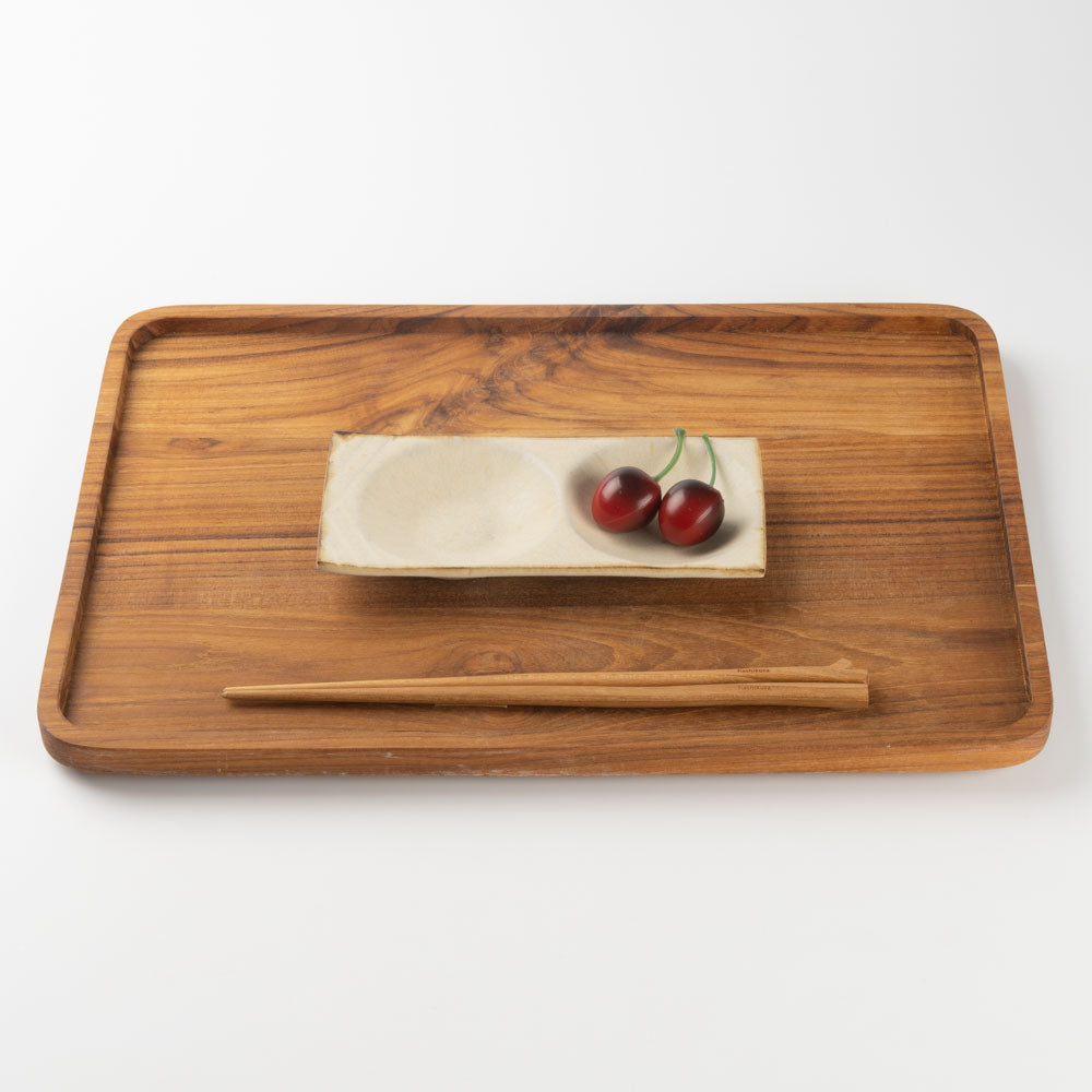 作家 沖本東 二菜豆皿 アイボリー 作家 沖本東 陶磁器作家もの