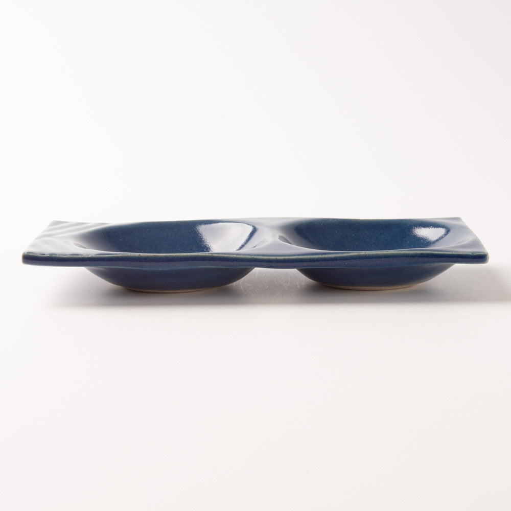 作家 沖本東 二菜豆皿 瑠璃釉 作家 沖本東 陶磁器作家もの