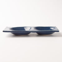 作家 沖本東 二菜豆皿 瑠璃釉 作家 沖本東 陶磁器作家もの