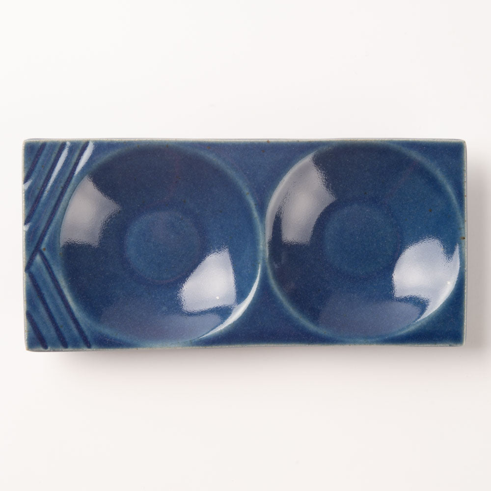 作家 沖本東 二菜豆皿 瑠璃釉 作家 沖本東 陶磁器作家もの