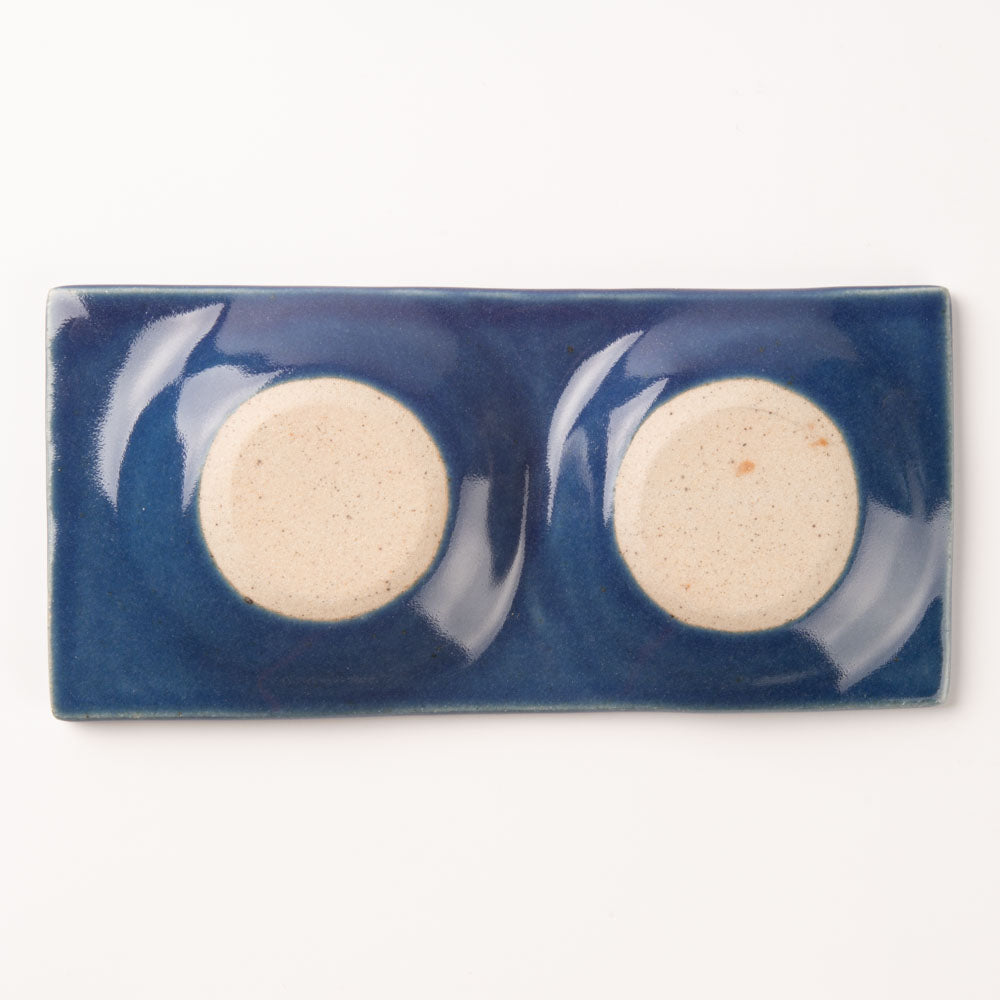 作家 沖本東 二菜豆皿 瑠璃釉 作家 沖本東 陶磁器作家もの