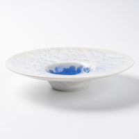 京焼・清水焼 陶あん 花結晶 リム皿(青白) 京焼・清水焼 陶あん 京焼・清水焼