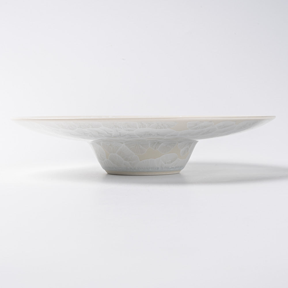 京焼・清水焼 陶あん 花結晶 リム皿（青白） – 大人の焼き物