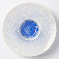 京焼・清水焼 陶あん 花結晶 リム皿(青白) 京焼・清水焼 陶あん 京焼・清水焼