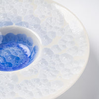 京焼・清水焼 陶あん 花結晶 リム皿(青白) 京焼・清水焼 陶あん 京焼・清水焼