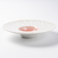 京焼・清水焼 陶あん 花結晶 リム皿(桃白) 京焼・清水焼 陶あん 京焼・清水焼