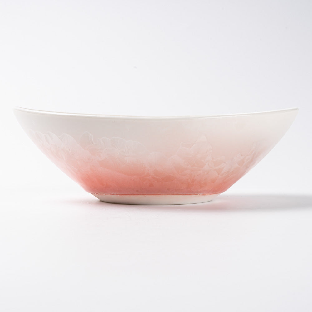 京焼・清水焼 陶あん 花結晶 サラダボウル(桃白) 京焼・清水焼 陶あん 京焼・清水焼