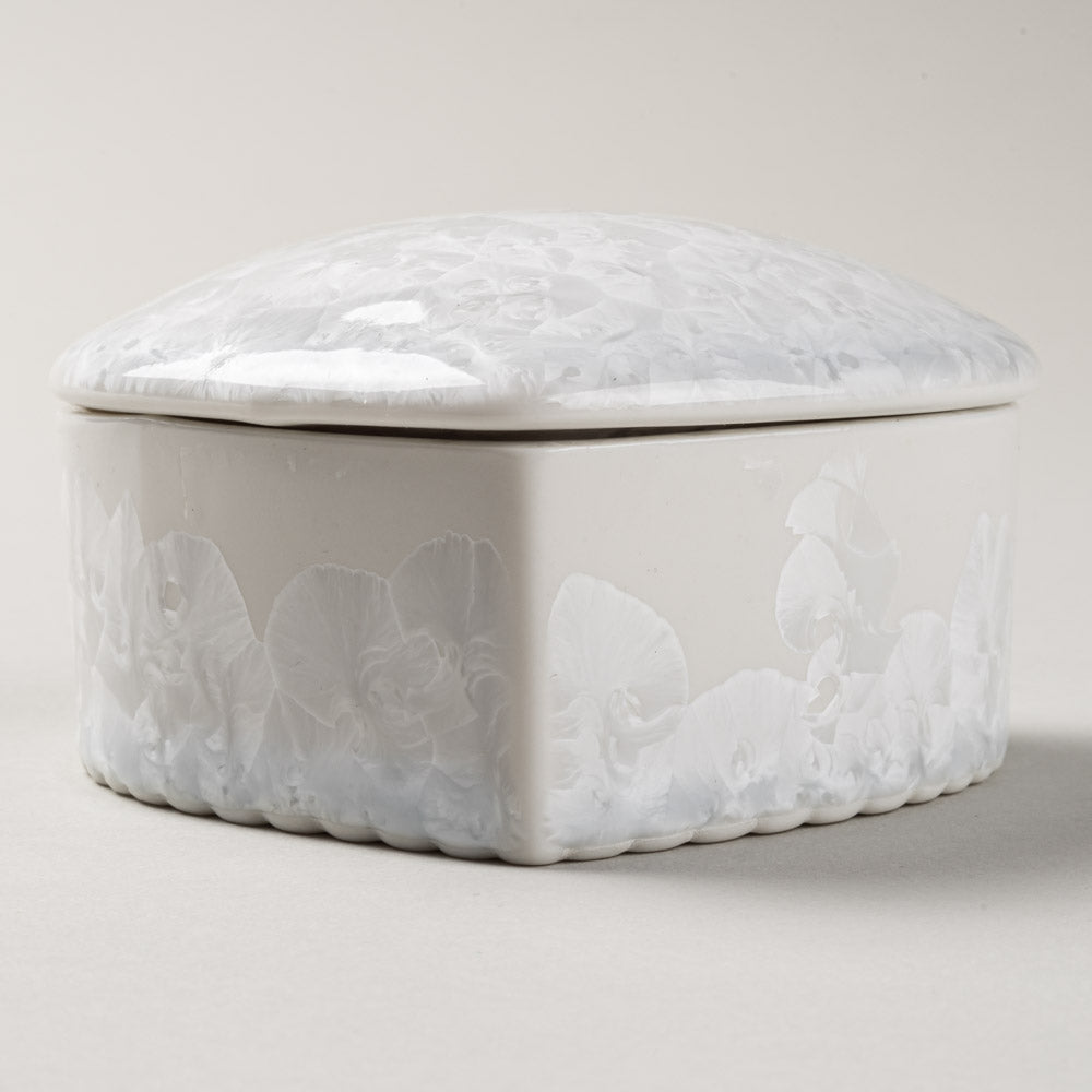 京焼・清水焼 陶あん 花結晶 ハート型小物入れ(白) 京焼・清水焼 陶あん 京焼・清水焼