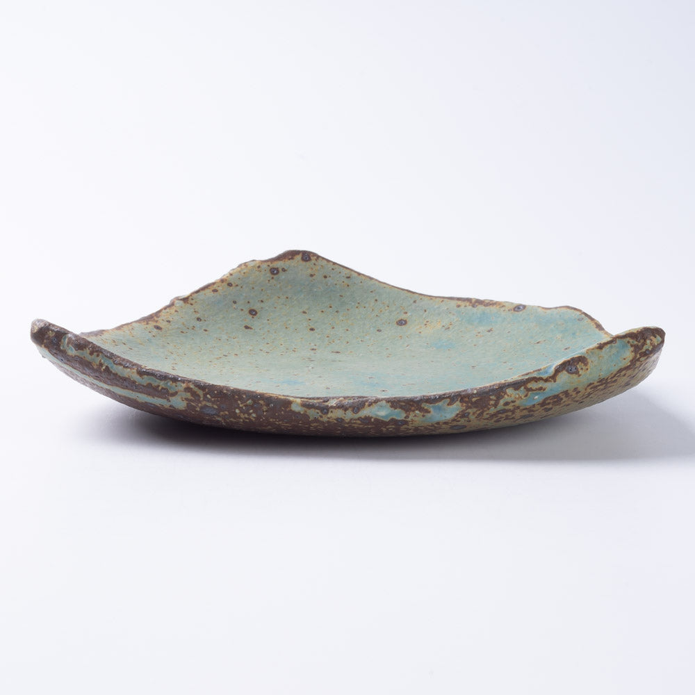 作家 山本直毅 台形皿 アンティークブルー 作家 山本直毅 陶磁器作家もの