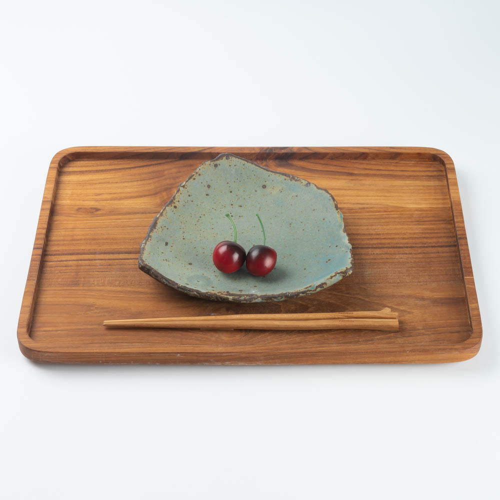 作家 山本直毅 台形皿 アンティークブルー 作家 山本直毅 陶磁器作家もの