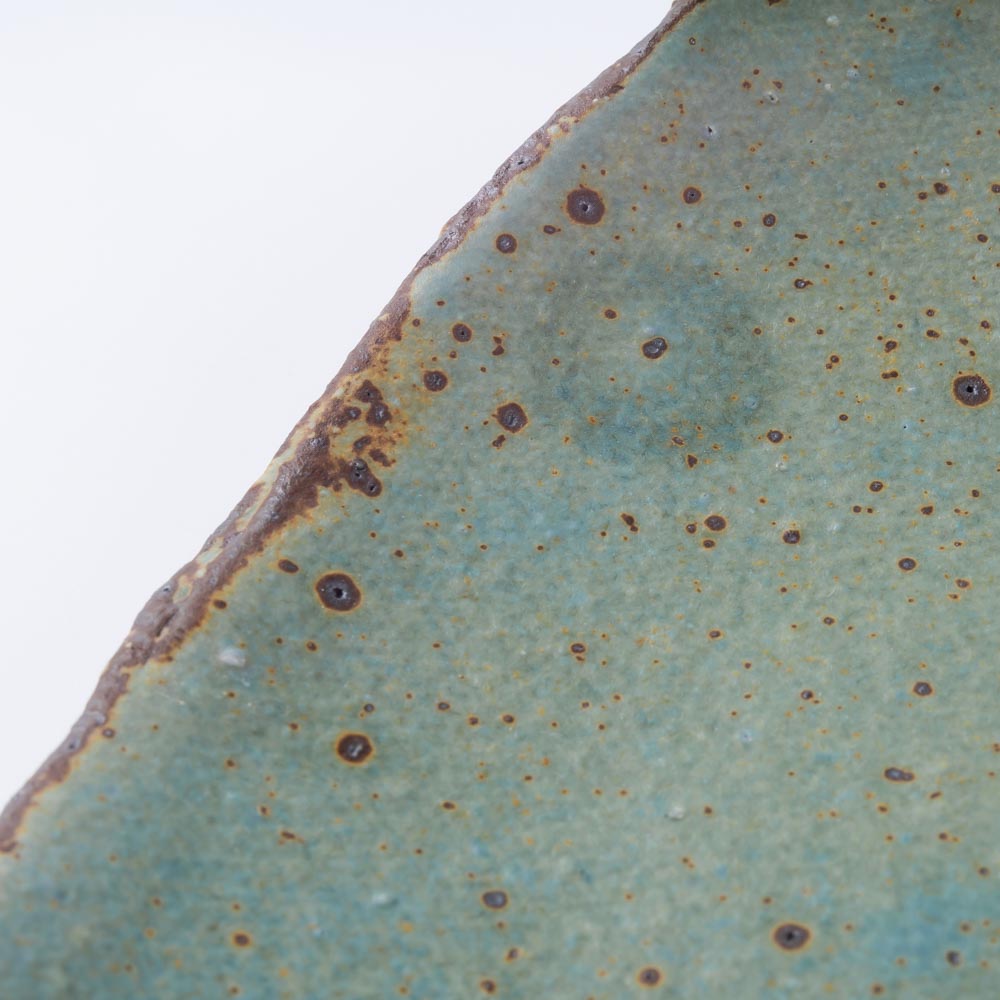 作家 山本直毅 台形皿 アンティークブルー 作家 山本直毅 陶磁器作家もの