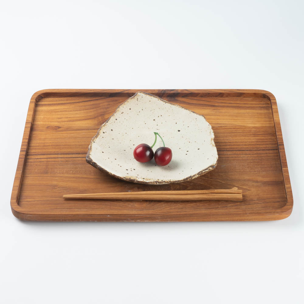 作家 山本直毅 台形皿 アンティークホワイト 作家 山本直毅 陶磁器作家もの