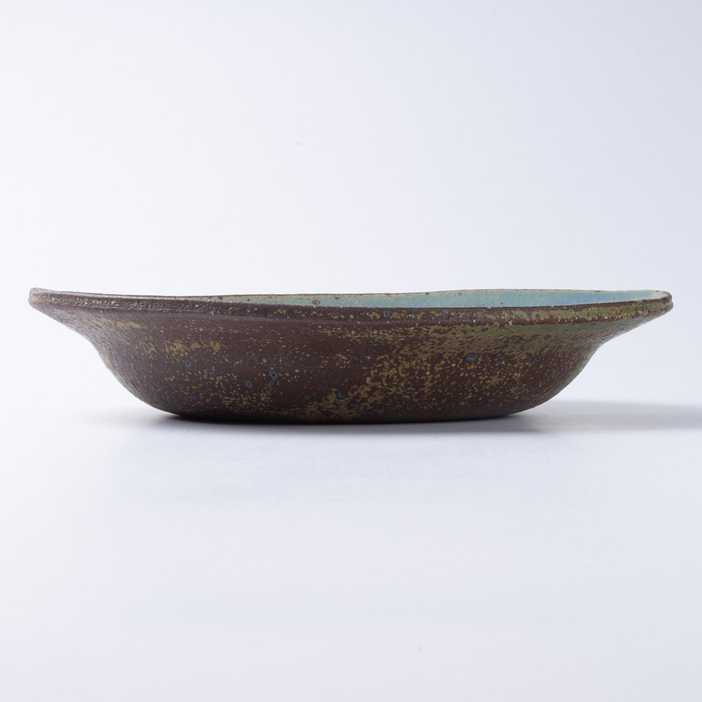 作家 山本直毅 オーバルリム鉢 アンティークブルー 作家 山本直毅 陶磁器作家もの