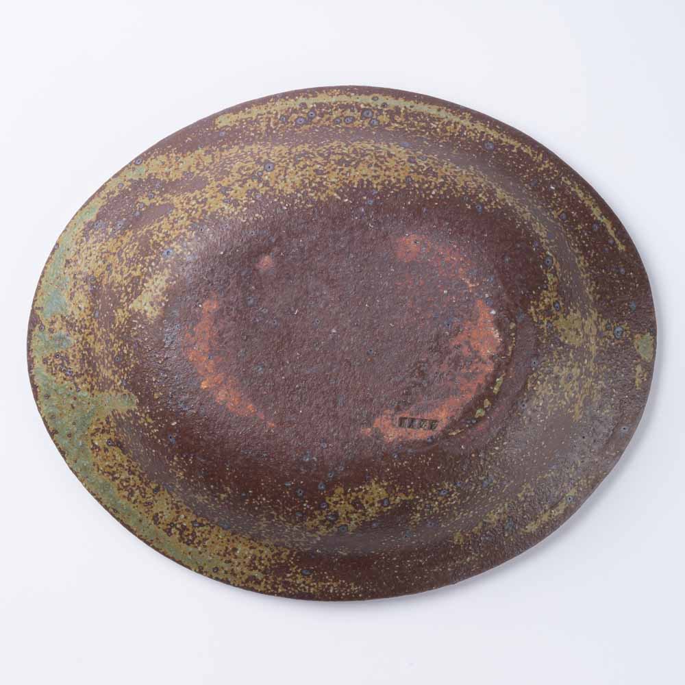 作家 山本直毅 オーバルリム鉢 アンティークブルー 作家 山本直毅 陶磁器作家もの