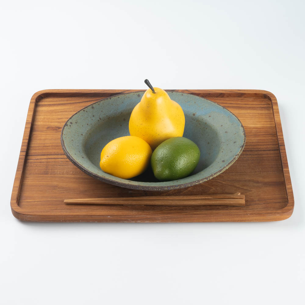 作家 山本直毅 オーバルリム鉢 アンティークブルー 作家 山本直毅 陶磁器作家もの