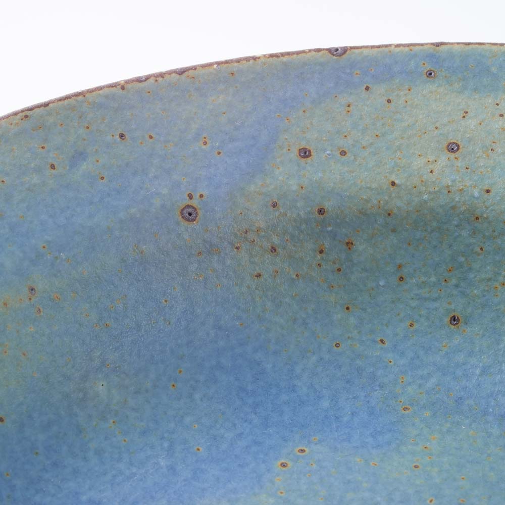 作家 山本直毅 オーバルリム鉢 アンティークブルー 作家 山本直毅 陶磁器作家もの