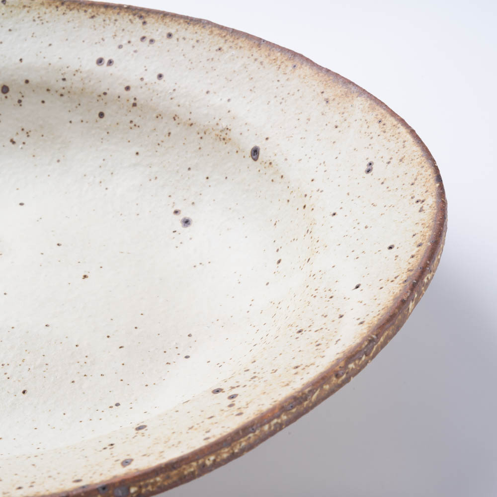 作家 山本直毅 オーバルリム鉢 アンティークホワイト 作家 山本直毅 陶磁器作家もの