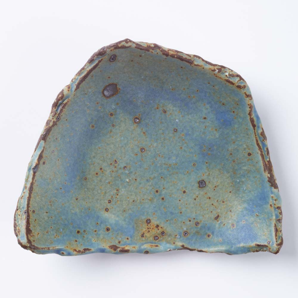 作家 山本直毅 台形小皿 アンティークブルー 作家 山本直毅 陶磁器作家もの