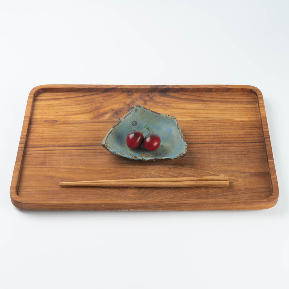 作家 山本直毅 台形小皿 アンティークブルー 作家 山本直毅 陶磁器作家もの