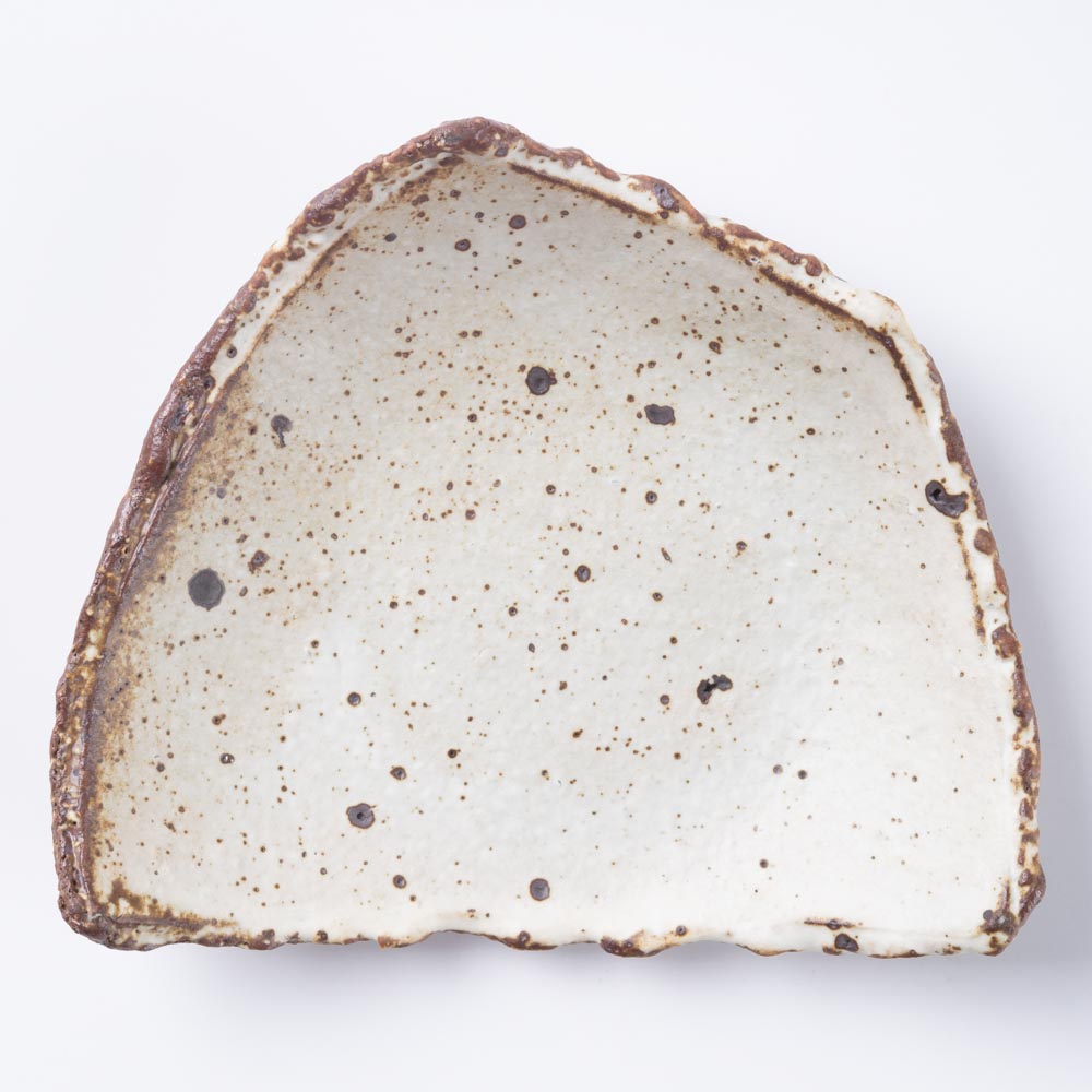 作家 山本直毅 台形小皿 アンティークホワイト 作家 山本直毅 陶磁器作家もの