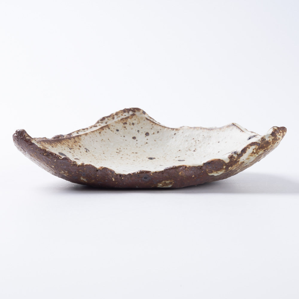 作家 山本直毅 台形小皿 アンティークホワイト 作家 山本直毅 陶磁器作家もの