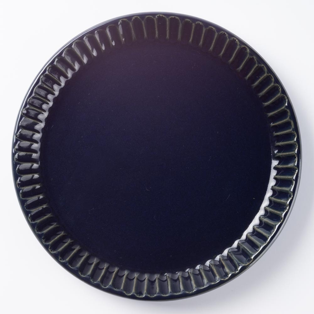 美濃焼 正陶苑 リムプレート(皿)大 ネイビー 美濃焼 正陶苑 美濃焼