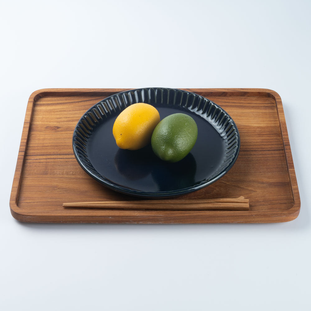 美濃焼 正陶苑 リムプレート(皿)大 ネイビー 美濃焼 正陶苑 美濃焼