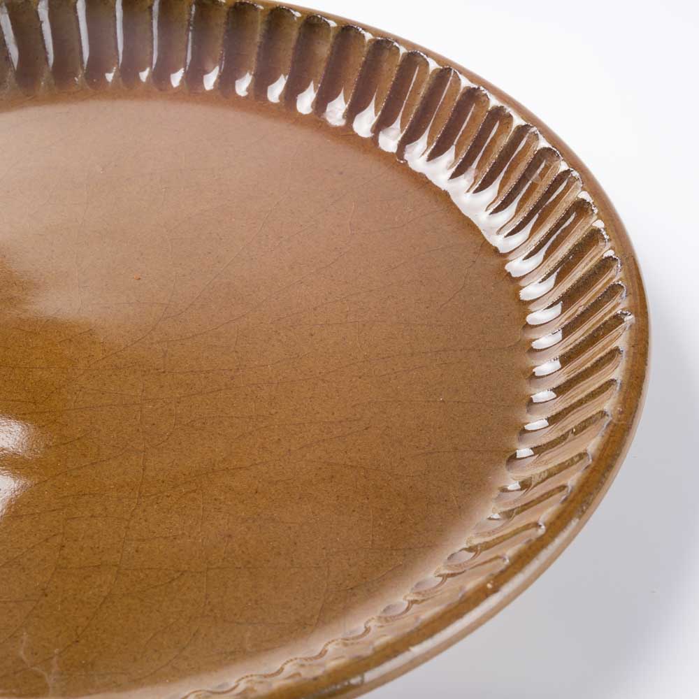 美濃焼 正陶苑 リムプレート(皿)大 キャメル 美濃焼 正陶苑 美濃焼