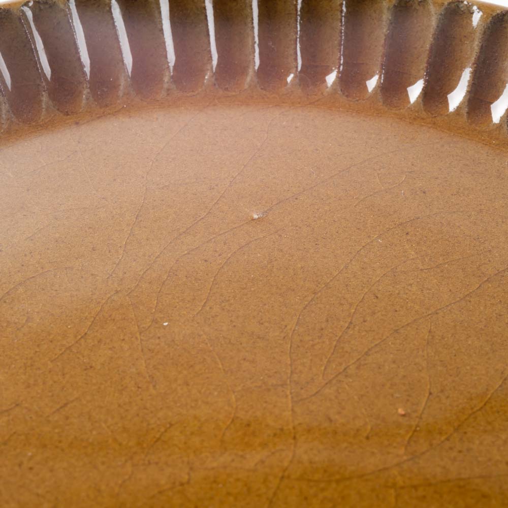 美濃焼 正陶苑 リムプレート(皿)大 キャメル 美濃焼 正陶苑 美濃焼