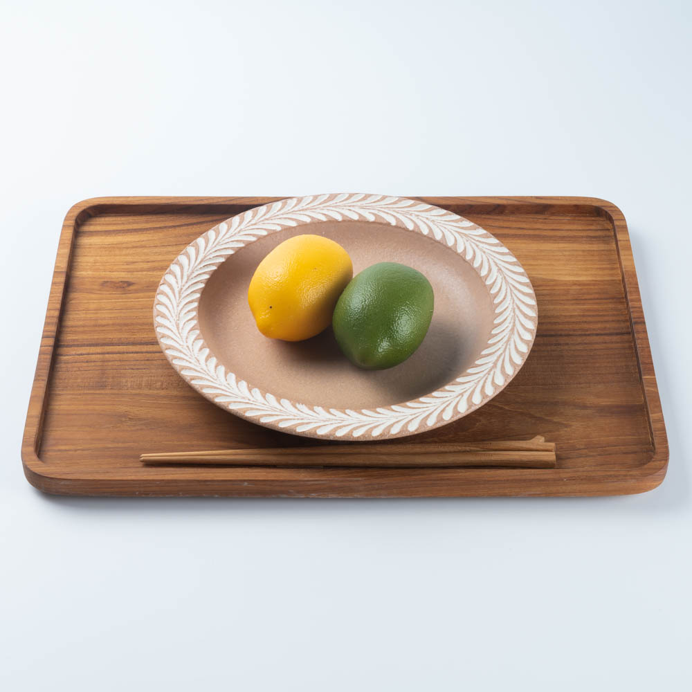 美濃焼 祐山窯 ロリエ リムプレート(皿)大 ベージュ 美濃焼 祐山窯 美濃焼