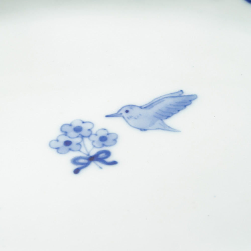【松浦コータロー】絵付け輪花鉢　作家もの　鳥と花