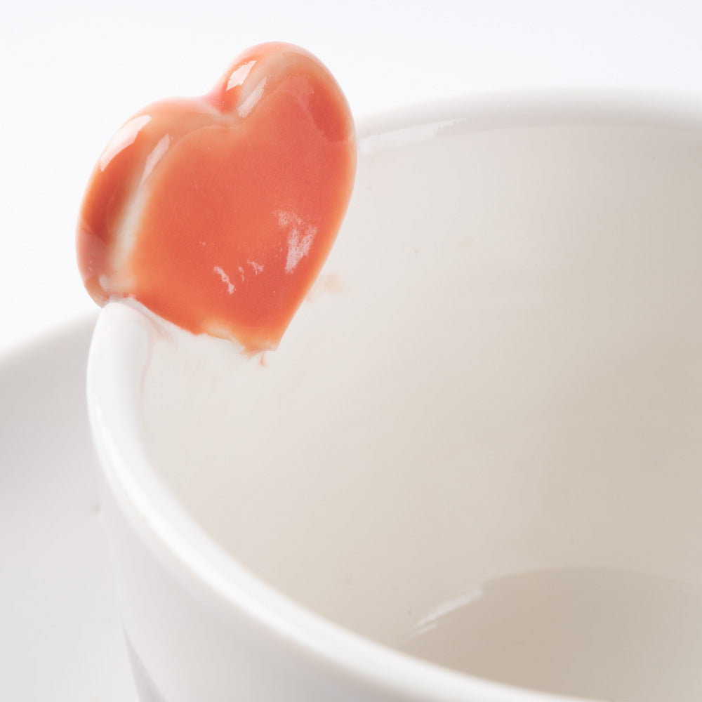 atelier POMME ハートモチーフコーヒーカップ&ソーサー 紫マット atelier POMME 陶磁器作家もの