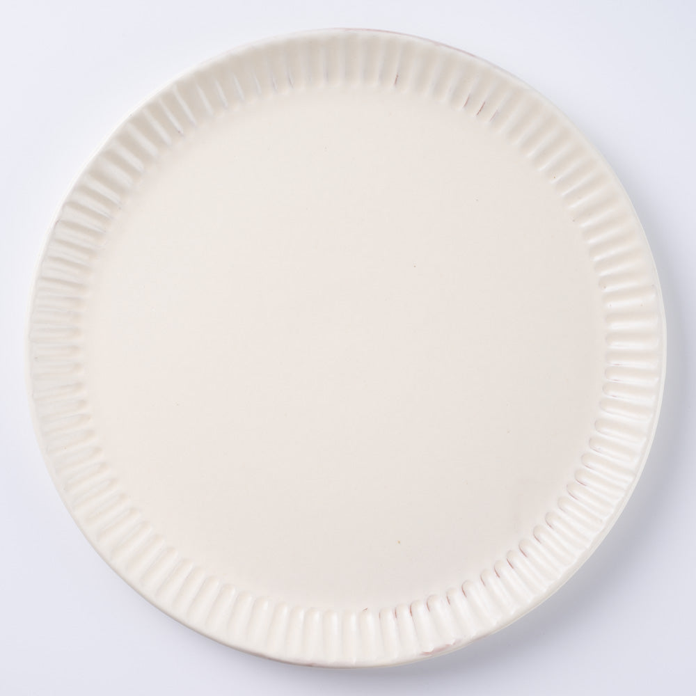 信楽焼 丸十製陶 25cmプレート 鎬 粉引 信楽焼 丸十製陶 信楽焼