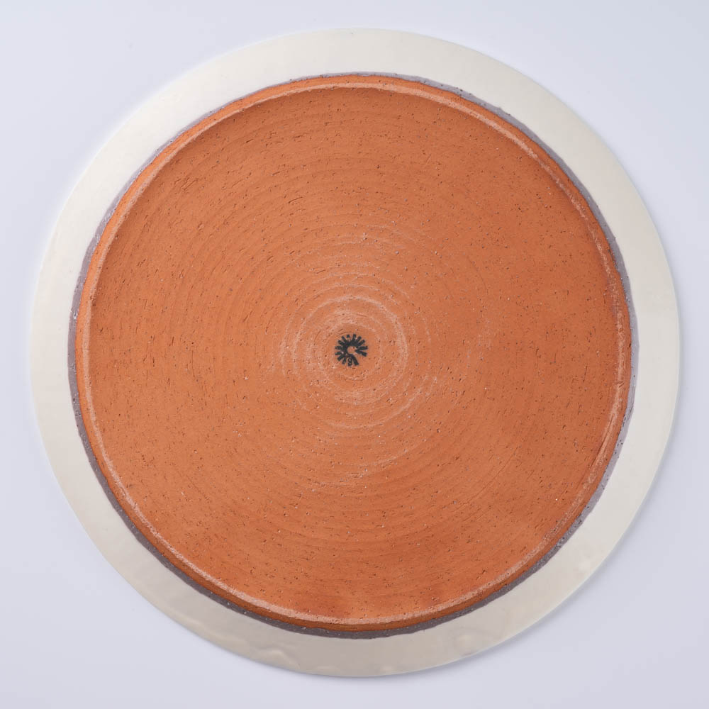 信楽焼 丸十製陶 25cmプレート 鎬 粉引 信楽焼 丸十製陶 信楽焼