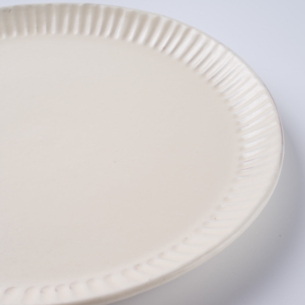 信楽焼 丸十製陶 25cmプレート 鎬 粉引 信楽焼 丸十製陶 信楽焼