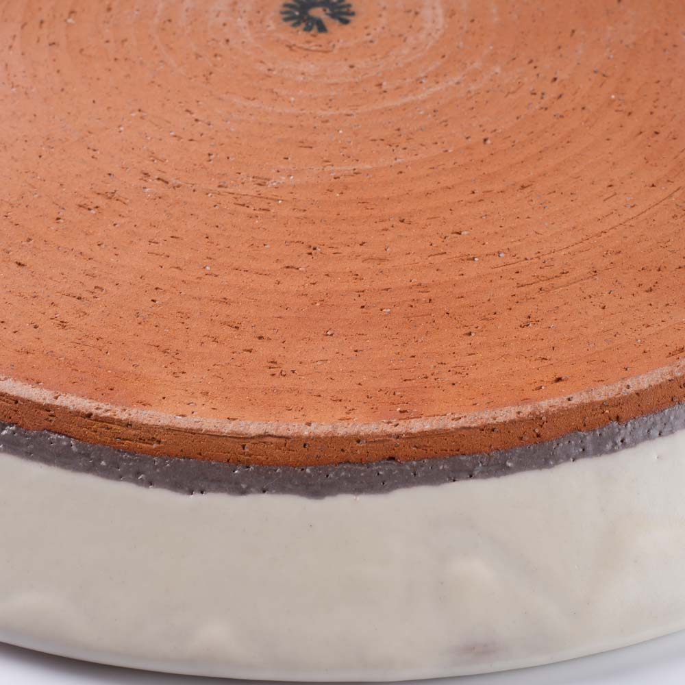 信楽焼 丸十製陶 25cmプレート 鎬 粉引 信楽焼 丸十製陶 信楽焼