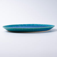 信楽焼 丸十製陶 25cmプレート 鎬 ターコイズ 信楽焼 丸十製陶 信楽焼