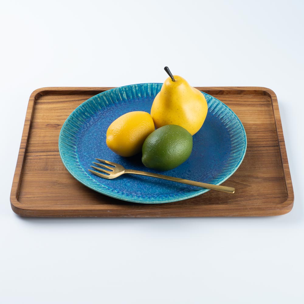 信楽焼 丸十製陶 25cmプレート 鎬 ターコイズ 信楽焼 丸十製陶 信楽焼