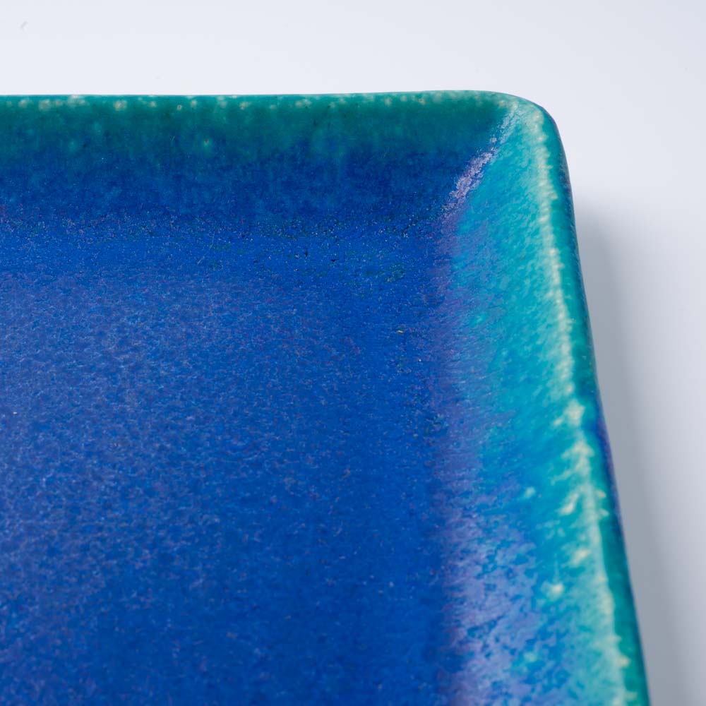 信楽焼 丸十製陶 スクエアプレート(L) ターコイズ 信楽焼 丸十製陶 信楽焼