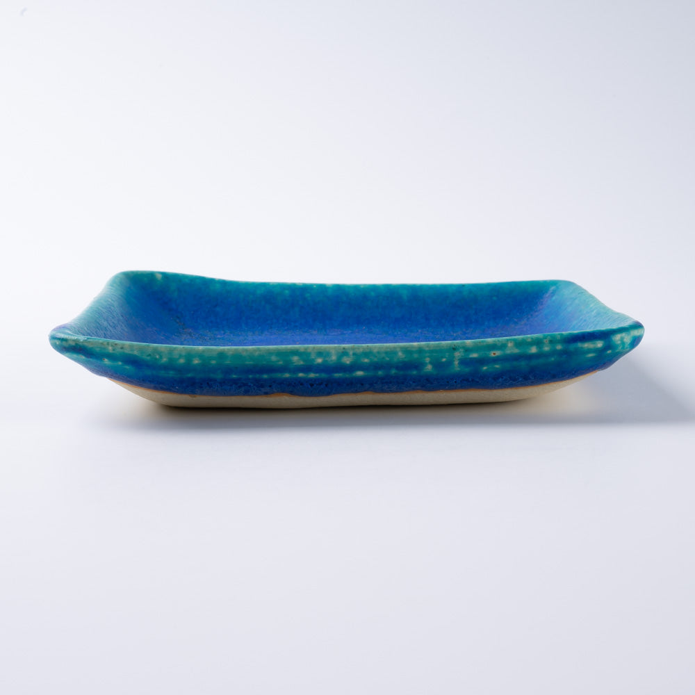 信楽焼 丸十製陶 スクエアプレート(M) ターコイズ 信楽焼 丸十製陶 信楽焼